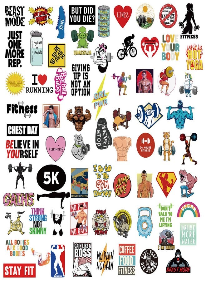 JOFONY 100PCS Fitness Stickers,Cute Weightlifting Fitness Sport Vinyl Waterproof Decals for Gym Water Bottle Laptop Birthday Gift Supplies - Image 2